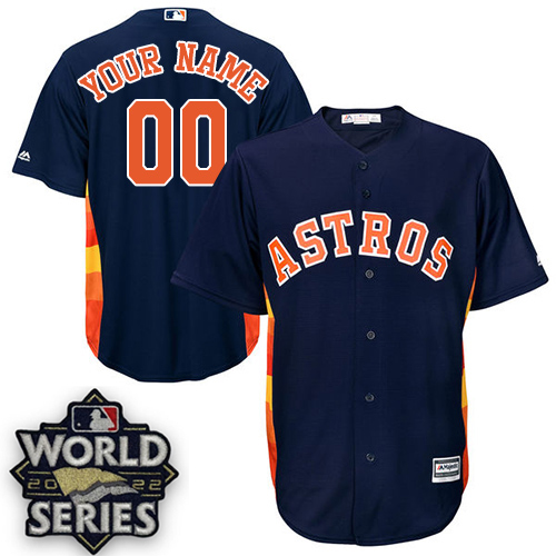 Custom Youth Houston Astros Customized Replica Navy Blue Alternate Cool Base 2022 MLB World Series jersey patch MLB Jersey->customized mlb jersey->Custom Jersey